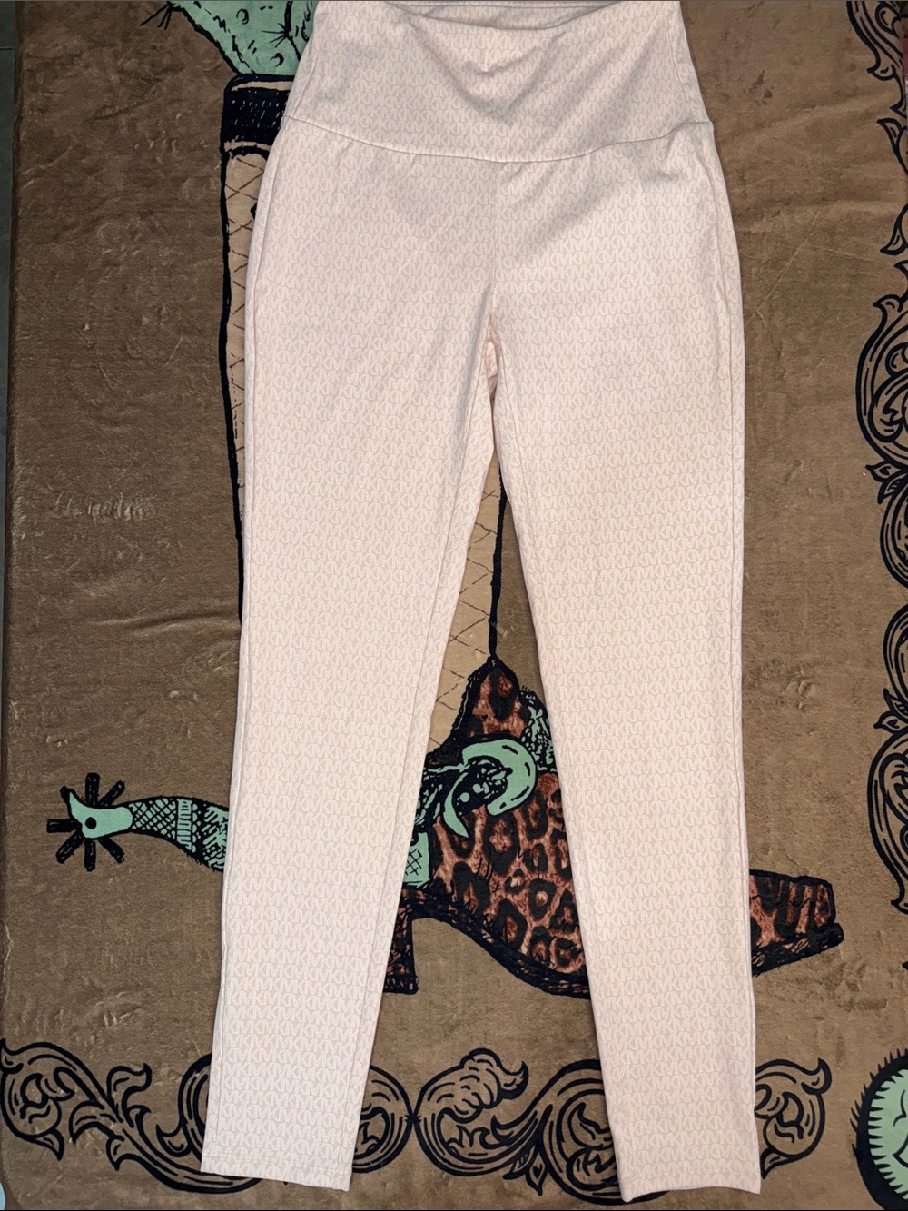 NWOT Michael Kors Pale Pink Logo-Print Leggings